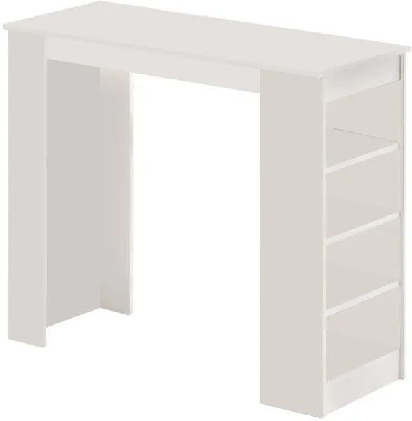 NORDVÄRK ST1 barbord, m. 3 hylder - hvid melamin (120x51,6)