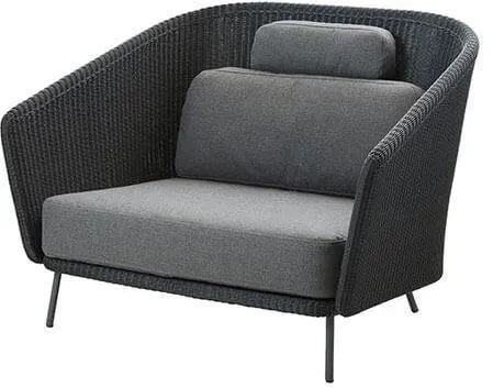 Cane-Line Mega loungestol - Gråt stel med hyndesæt