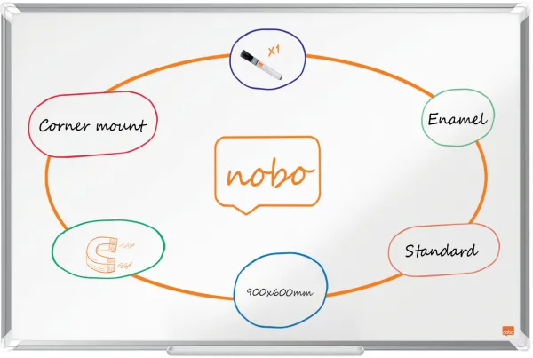 Nobo Premium Plus emaljeret whiteboard 90x60cm hvid